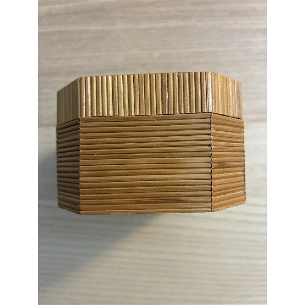 Octagon Hand Carved‎ Inlaid Wood Box for Jewelry & Trinkets with Gazelle